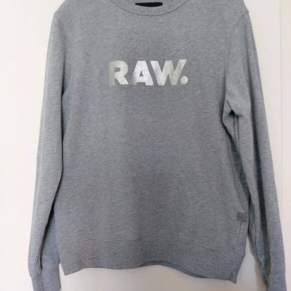 RAW G-STAR Crewneck Sweatshirt Grey with Silver lettering Sz Small - Picture 1 of 9